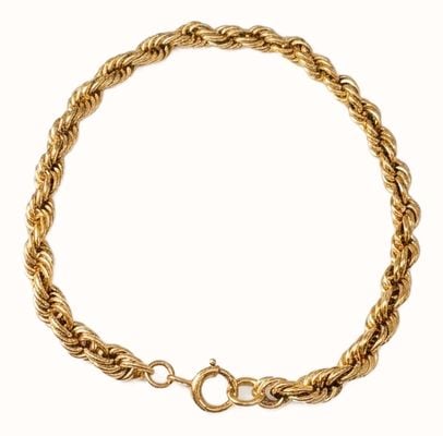 Pre-owned 9ct Yellow Gold Solid Link Rope Bracelet J29248