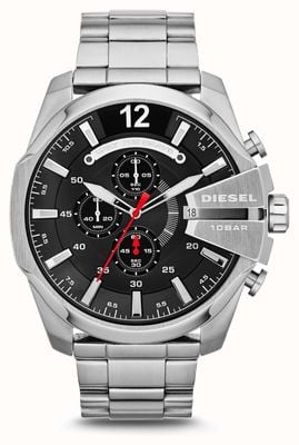 Diesel Men's Mega Chief Stainless Steel Black Dial Watch DZ4308