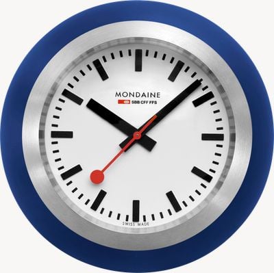 Mondaine Globe Clock (60mm) White Dial / Stainless Steel Case and Blue Silicone Base Watch A660.30335.16SBD