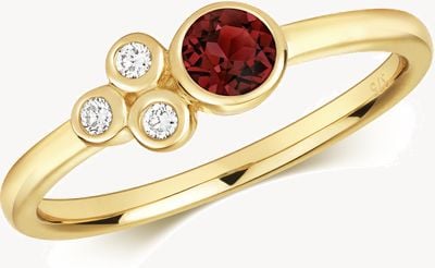 Treasure House 9ct Yellow Gold Diamond 06ct Garnet 33ct Ring RD494G