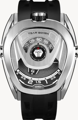 TSAR BOMBA Reactor Series Automatic Interchangeable Set (44mm) Silver & Black Dial / Black FKM Rubber Strap TB8213A-02(1+2)SET