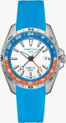 Certina DS-X Quartz GMT (41mm) White Dial / Blue Silicone Strap C0474521701100