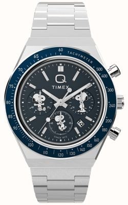 Timex x Peanuts Q Timex Chronograph (40mm) Blue Dial / Stainless Steel Bracelet TW2Y45300