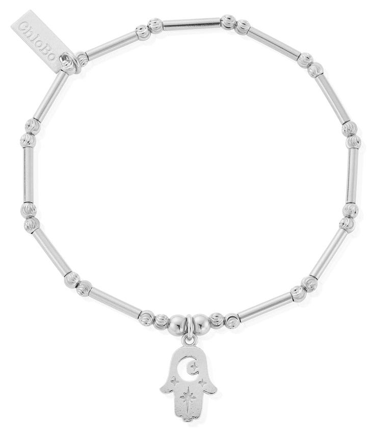 ChloBo SBMCTN3374 Dainty Moon Cut Sparkle Hamsa Bracelet Jewellery