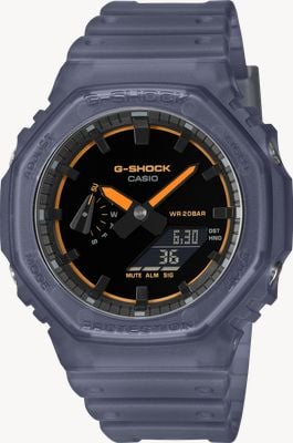 Casio G-SHOCK GA-2100 Series Dual-Display (45.4mm) Black Dial / Translucent Blue Resin Band GA-2100K-2AER