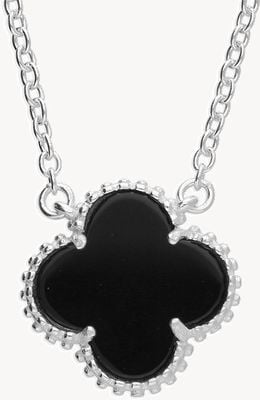 Sterling Silver Onyx Quatrefoil Necklace H6401/O