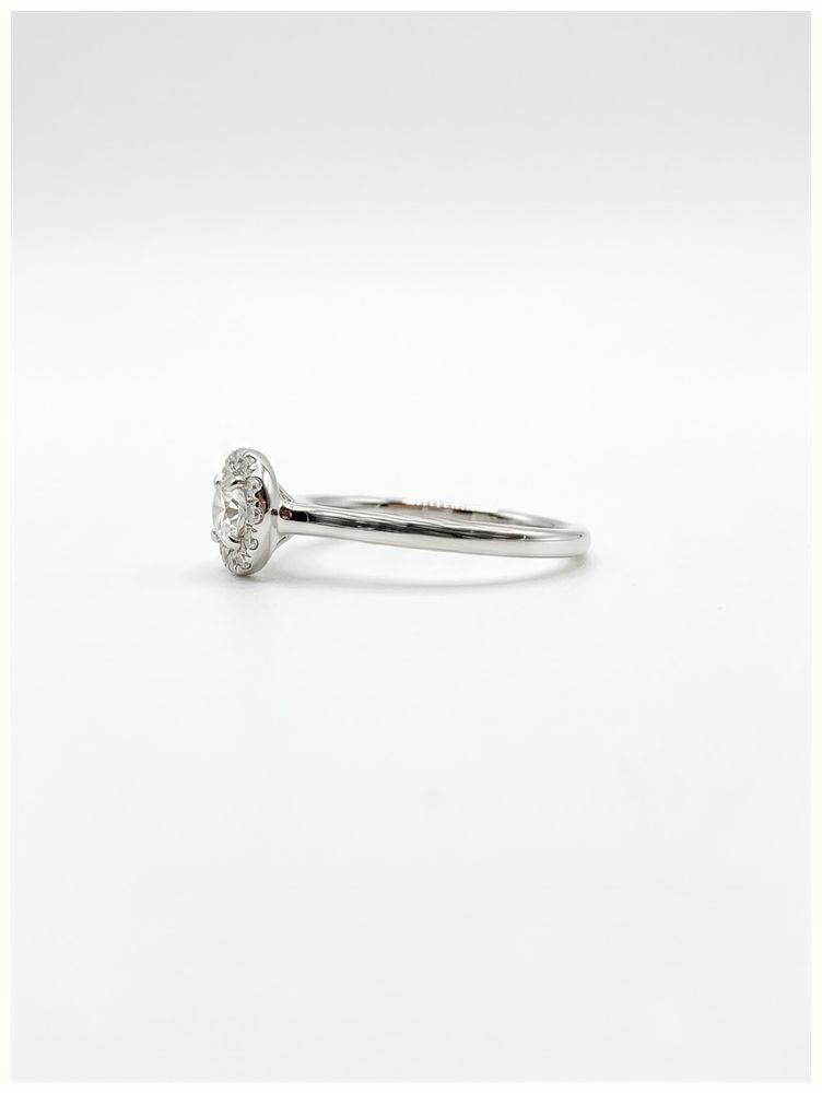 0.30ct Round Brilliant Natural Diamond Platinum Halo Ring ENG4241 - alternate view 2