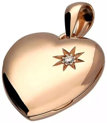 CME Leicester Limited Silver Rose Gold Plated Heart Locket With Diamond Star R8257/R
