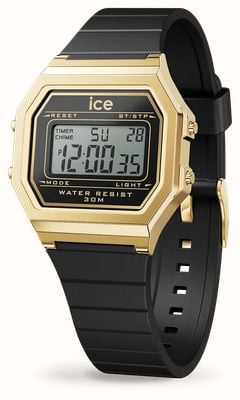 Ice-Watch ICE Digit Retro Black Gold (32mm) Black Digital Dial / Black Silicone Strap 022064
