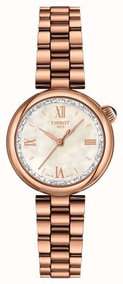 Tissot Desir Diamond Quartz (28mm) Mother of Pearl Dial / Rose-Gold PVD Stainless Steel Bracelet T1520103311801