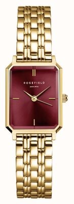 Rosefield Octagon XS (19.5mm) Burgundy Dial / Gold-Plated Stainless Steel Bracelet OBGSG-O83