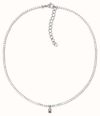 Tommy Hilfiger Stainless Steel Cubic Zirconia Logo Charm Tennis Necklace 2781094