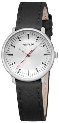 Mondaine Doppio (33mm) Off-White Dial / Black Vegan Grape Leather Strap Watch EX-DISPLAY MLE.33110.LBV EX-DISPLAY