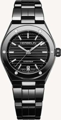 Herbelin Cap Camarat Automatic (37mm) Polished Black Dial / Polished Black Ceramic Bracelet 1545BCRN14P