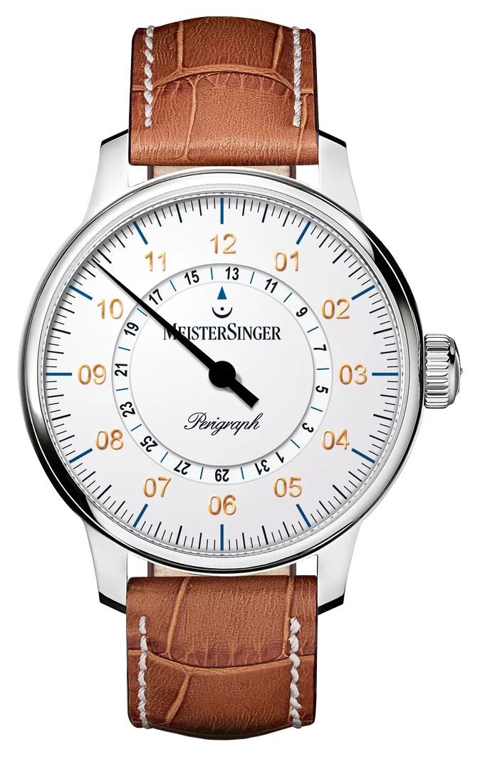 MeisterSinger AM1001G Perigraph White Dial / Brown Leather Watch