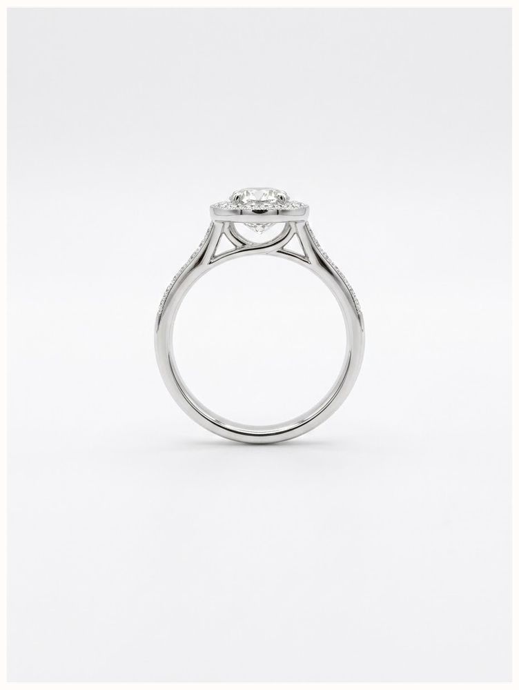 Round Brilliant Natural Diamond Platinum Halo Ring J62058 - alternate view 3