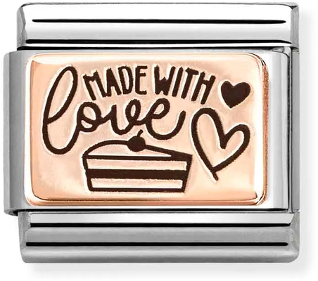 Nomination Classic Bonded Rose Gold Made with Love Cake Charm 430111/24
