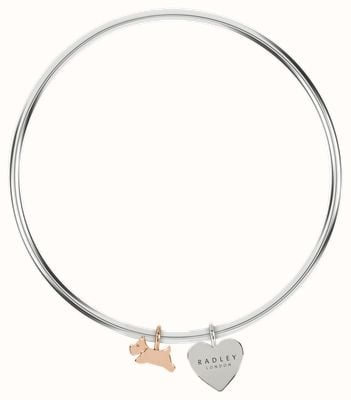 Radley Jewellery Women's Bangle | Silver and Rose Gold Tone | Dog and Heart Charms RYJ3203S