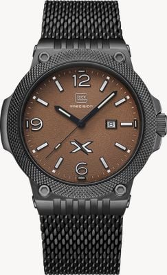 GLOCK Precision "Glock X" Limited Edition (43mm) Black Textured Dial / Black Mesh & Khaki Brown Silicone RTF Strap GW-43-5-24
