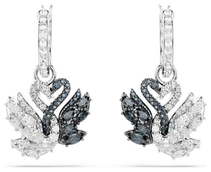 Swarovski 5705728 Swan Drop Earrings Black Mixed Metal Jewellery