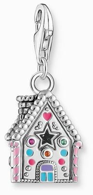 Thomas Sabo Gingerbread House Charm Pendant Sterling Silver Multicoloured Enamel and Crystals 2058-340-7