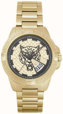 Plein Sport TOUCHDOWN 3-Hand Date (44mm) Gold Dial / Gold PVD Stainless Steel Bracelet PSFBA1123