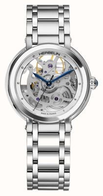 Herbelin Galet Automatic (33.5mm) Skeleton Dial / Stainless Steel 1630BSQ12