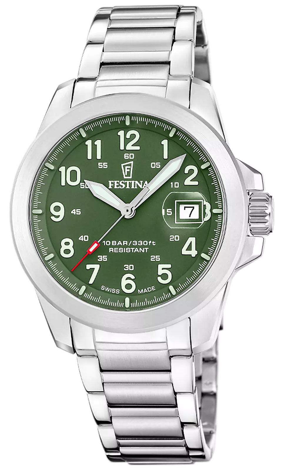 Festina F20081/3 Swiss Made Field Quartz (42mm) Green Dial Watch