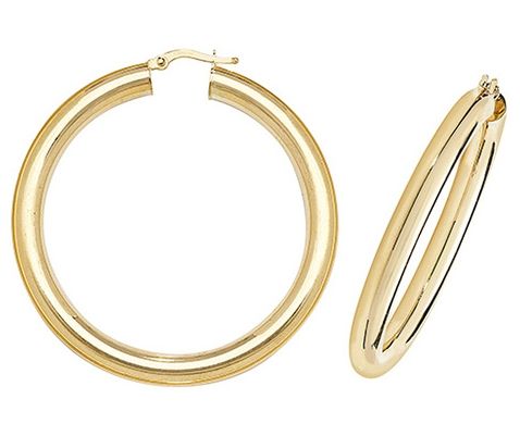 James Moore TH ER1005-40 9k Yellow Gold Hoop Earrings 40 mm Jewellery