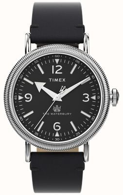 Timex Men's Waterbury (40mm) Black Dial / Black Leather Strap TW2W20200