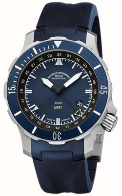 Mühle Glashütte Seebataillon GMT (45mm) Blue Dial / Blue Rubber Strap M1-28-62-KB-II