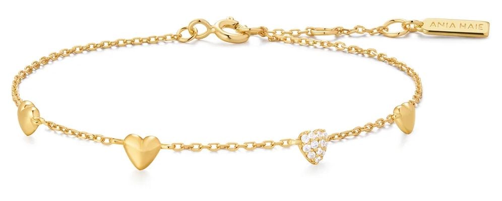 Ania Haie B074-06G Gold PavÃ© Puffed Heart Station Bracelet Jewellery