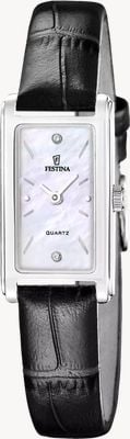 Festina Mademoiselle Quartz (25mm) Mother-of-Pearl Dial / Black Leather Strap F20769/1