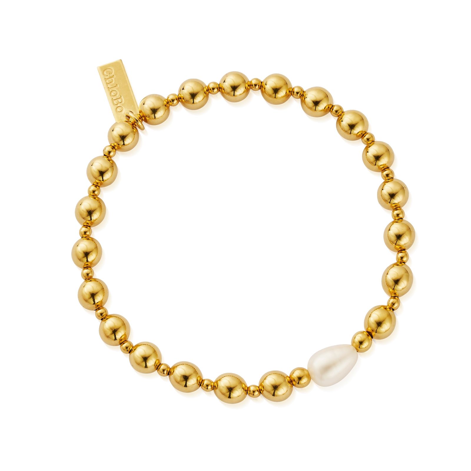ChloBo GBFEALP Feature Pearl Bracelet – 18ct Gold Plated Jewellery