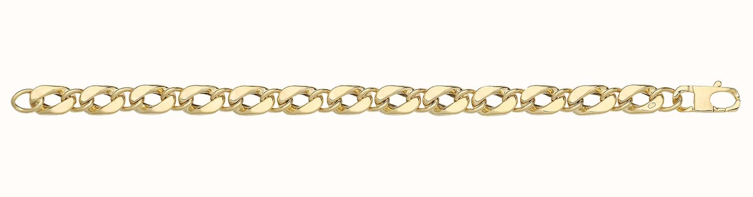 James Moore TH 9ct Yellow Gold Hollow Curb Bracelet BR678