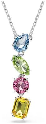 Swarovski Gema Y Pendant Necklace Multicoloured Crystals Rhodium Plated 5692421