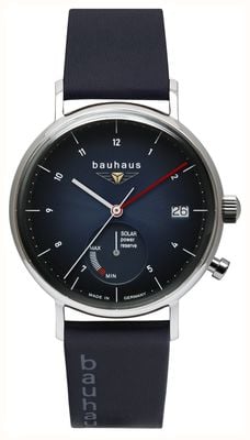 Bauhaus Classic Solar Power Reserve (41mm) Blue Dial / Blue Leather Strap 21123