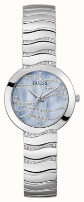 Guess LAGUNA Crystal (30mm) Ice Blue Mother-of-Pearl Dial / Stainless Steel Bracelet GW0871L1