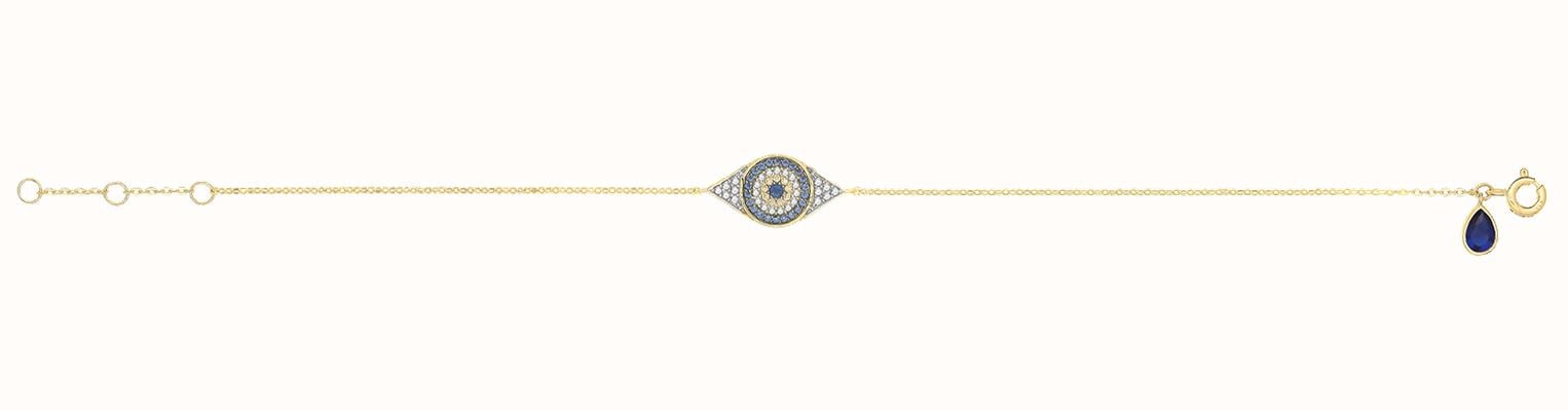 James Moore TH Ladies 9ct Yellow Gold Evil Eye Bracelet BR670