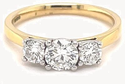 18ct Yellow Gold Platinum Head 1ct Diamond 3 Stone MX03-0379/100