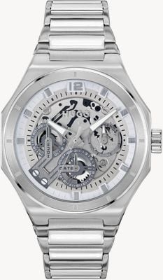 HUGO Men's #Grail Skeleton (44mm) Silver Dial / Stainless Steel Bracelet 1530377