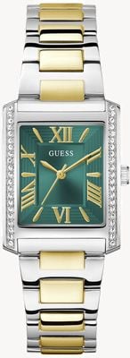 Guess BONNIE Crystal (27mm) Green Sunray Dial / Two-Tone Stainless Steel Bracelet GW0874L2