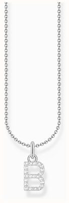 Thomas Sabo Letter 'B' Initial White Zirconia Sterling Silver Pendant Necklace 45cm KE2241-051-14-L45V