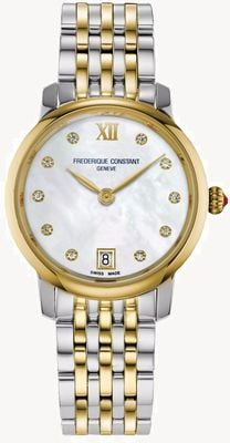 Frederique Constant Women's Classic Slimline (30mm) Mother-of-Pearl Dial / Two Tone Stainless Steel Bracelet FC-220MPWD1S23B