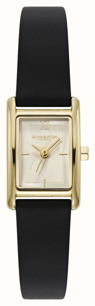Olivia Burton 16mm Mini Grove Gold & Black Leather Strap 24000437 - alternate view 2