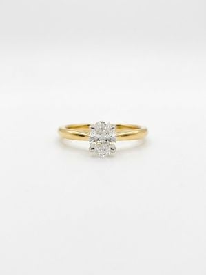 0.50ct Oval Natural Diamond 18ct Yellow Gold Solitaire Ring J93634