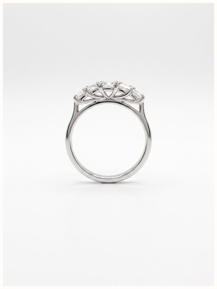 Princess Natural Diamond 18ct White Gold Five Stone Ring JM1987 - alternate view 3