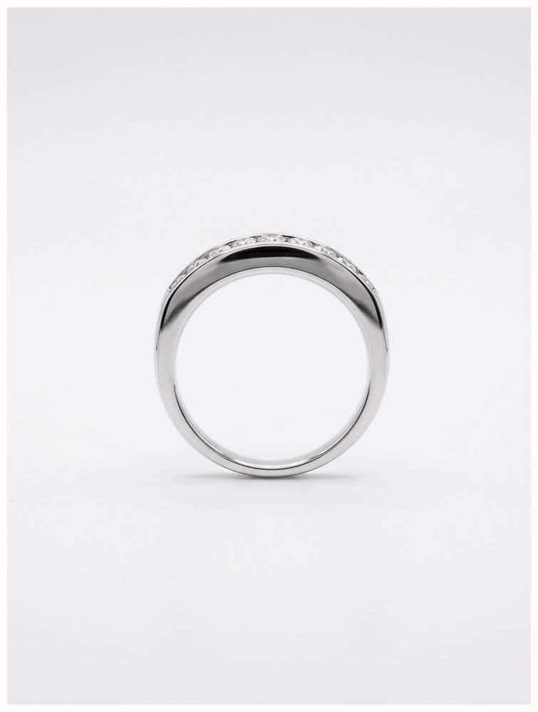 7 Stone Natural Princess Cut Diamond 18k White Gold Half Eternity Ring JM1323 - alternate view 3