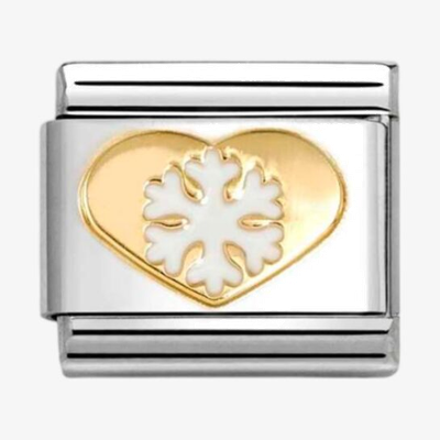 Nomination Classic Snowflake Heart 18ct Gold Charm 030225/26