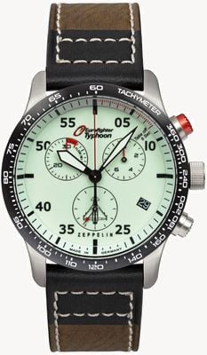 Zeppelin Eurofighter Quartz Chronograph (43mm) Full-Luminescent Dial / Brown Leather Strap 7298-5